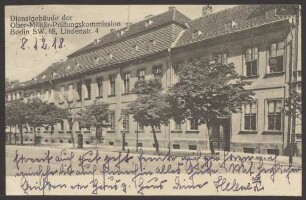 Ansichtskarte „Dienstgebäude der Ober-Militär-Prüfungskommission“, Lindenstraße [1/2]