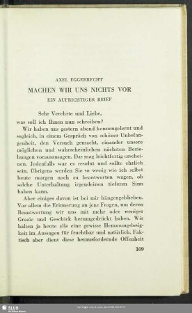 Machen Wir Uns Nichts Vor : Ein Aufrichtiger Brief