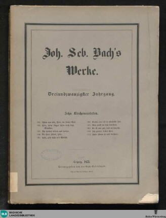 23 : Joh. Seb. Bach's Kirchencantaten ; Bd. 11: No. 101–110