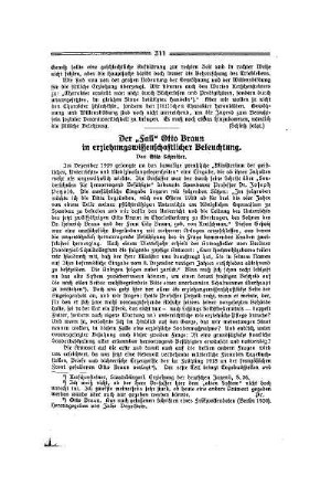 Der "Fall" Otto Braun in erziehungswissenschaftlicher Beleuchtung