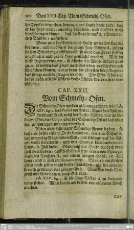 Cap. XXII. Vom Schmeltz-Ofen