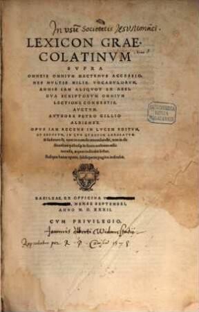 Petri Gillii Lexicon graeco-latinum