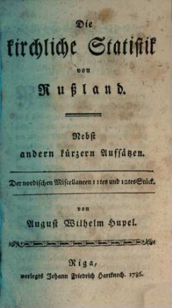 Der nordischen Miscellaneen ... Stück. 11/12, 11/12. 1786