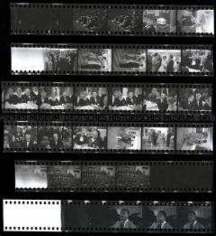 Schwarz-Weiß-Negative mit Aufnahmen von den Berliner Philharmonikern unter der Leitung von Herbert Karajan anlässlich der Weltausstellung 1958 in Brüssel