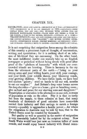 CHAPTER XIX. - Emigration - Food and Labour - Emigration as it was - an Emigrant in 1837.