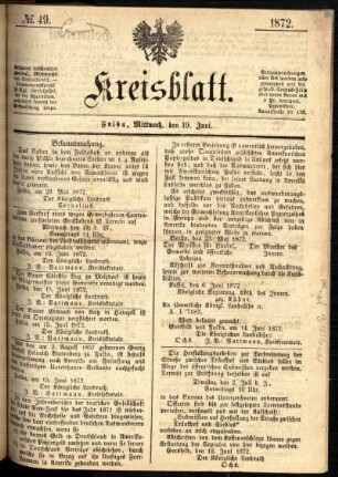 Ausgabe vom Mittwoch, den 19. Juni 1872.