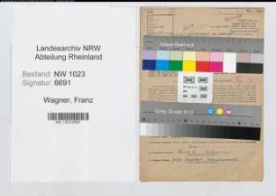 Entnazifizierung Franz Wagner , geb. 20.12.1890 (Landesinspektor)