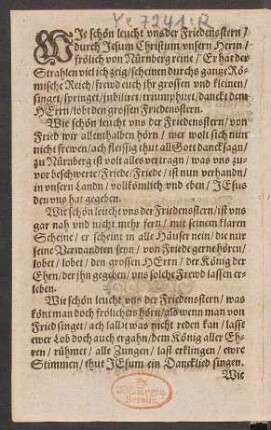 Wje schön leucht vns der Friedensstern/ || durch Jesum Christum vnsern Herrn/ ||