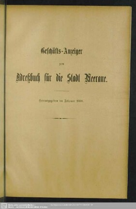 Anzeigen : Geschäfts-Anzeiger zum Adreßbuch für die Stadt Meerane