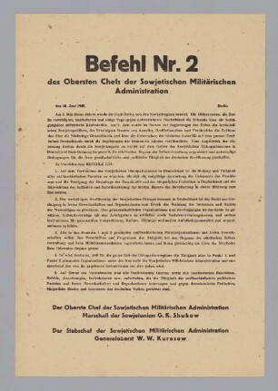 "Befehl Nr. 2 des Obersten Chefs der Sowjetischen Militärischen Administration"