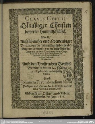 Clavis coeli, gläubiger Christen bewerter Himmelsschlüssel ...
