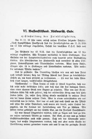 VI. Waffenstillstand, Rückmarsch, Ende.