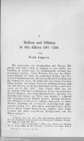 I. Meissen und Böhmen in den Jahren 1307-1310