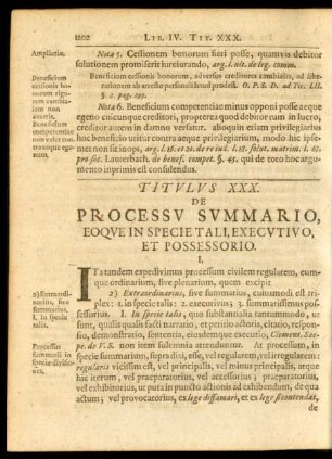 Titulus XXX. De Processu Summario, Eoque In Specie Tali, Executivio, Et Possessorio
