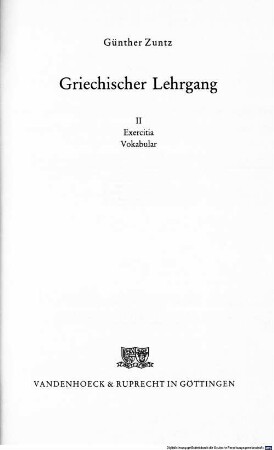 Griechischer Lehrgang, 2. Exercitia, Vokabular