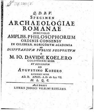Specimen Archaeologiae Romanae