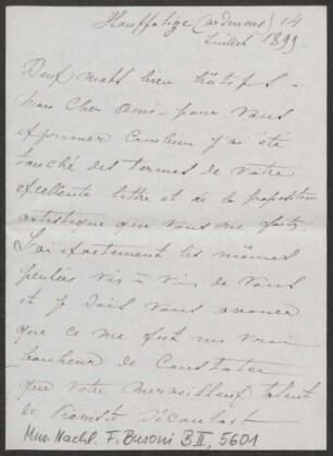 Brief an Ferruccio Busoni : 07.1899