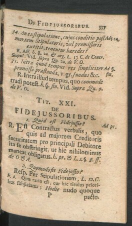 Tit. XXI. De Fideiussoribus