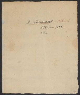 Korrespondenz zwischen Johann Philipp Siebenkees und Friedrich Nicolai