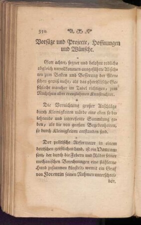 Vorsäze und Projecte, Hoffnungen und Wünsche