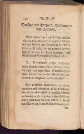Vorsäze und Projecte, Hoffnungen und Wünsche