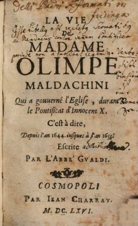 La vie de Madame Olimpe Maldachini