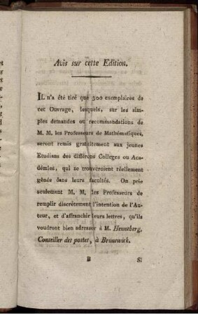 Avis sur cette Edition.