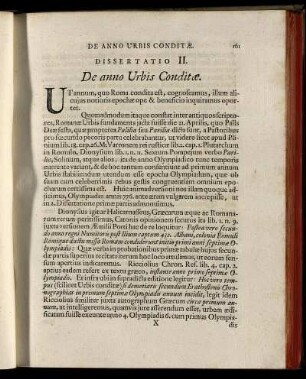 Dissertatio II. De anno Urbis Conditæ