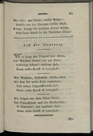 Lob der Maurerey.