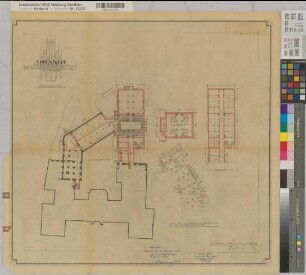 Münster (Münster) Erweiterung des Regierungsgebäudes Grundriß Keller, 1., 2., und 3. Obergeschoß 1949 1 : 200 58 x 62 Pause Staatsneubauleitung Münster Regierung Münster Nr. 33926