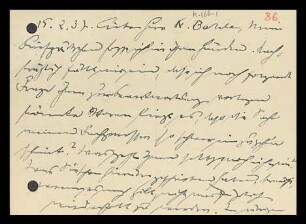 [Postkarte von Otto Selz an Julius Bahle vom 15. Februar 1937]