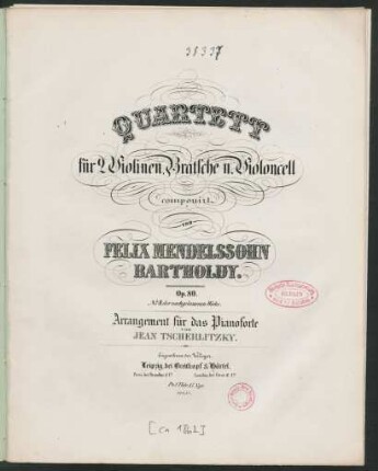 Quartett für 2 Violinen, Bratsche u. Violoncell : op. 80 ; No. 8, der nachgelassenen Werke