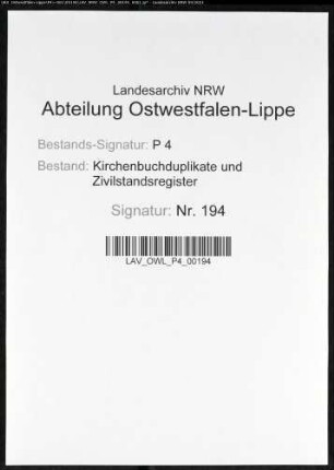 Zivilstandsregister von Lütgendortmund (T 1811). (Gemeinde: Lütgendortmund, Stadt Dortmund)