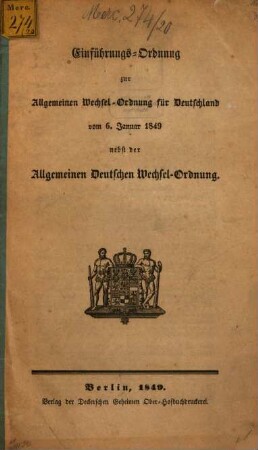 Einführungsordnung zur Allgemeinen Wechselordnung für Deutschland
