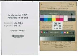 Entnazifizierung Rudolf Stumpf , geb. 20.05.1890 (Wachmann)