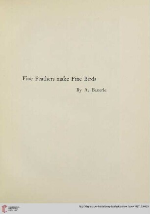 Plate: Fine Feathers make Fine Birds by A. Bauerle