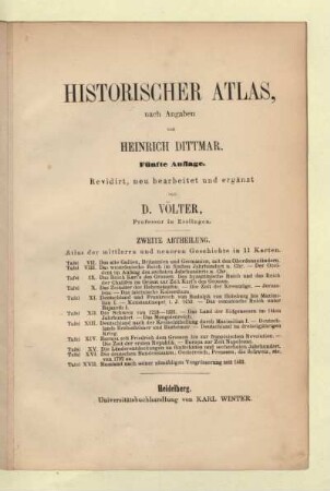 Abth. 2: Atlas der mittleren und neueren Geschichte in 11 Karten