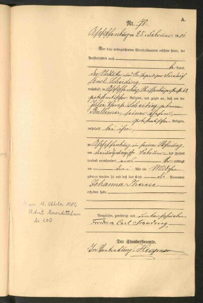 Standesamtsbuch der Stadt Aschaffenburg: Geburten 365/1900 - 184/1901