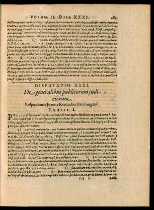 Disputatio XXXI. De generalibus publicorum iudiciorum.