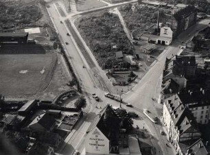 Luftbildaufnahmen von Karlsruhe. Mühlburg - Lameyplatz - Blick nach Westen