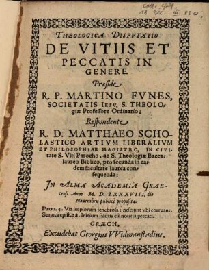 Theologica Disputatio De Vitiis Et Peccatis In Genere