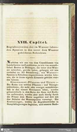 XVII. Capitel. Begrabenwerden der im Wasser lebenden Species in den unter dem Wasser gebildeten Schichten