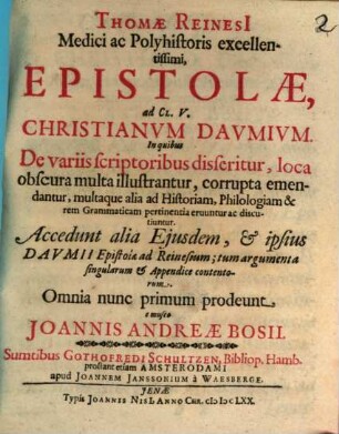 Epistolae ad Christianum Daumium