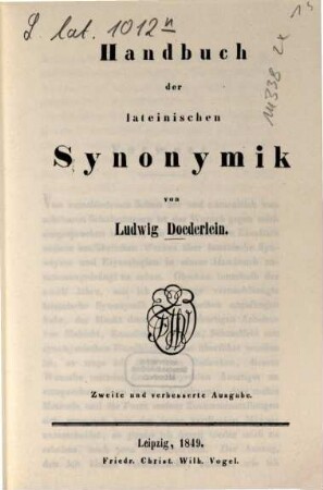Handbuch der lateinischen Synonymik