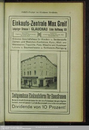 Anzeigen : Geschäfts-Anzeiger des Glauchauer Adreßbuchs