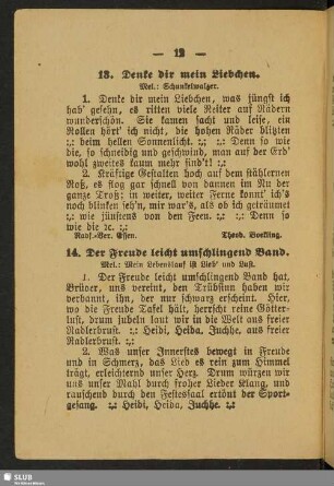 13. Denke dir mein Liebchen