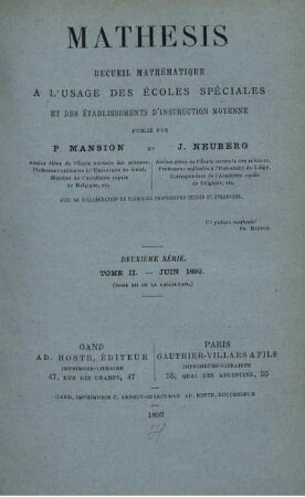 DEUXIÈME SÈRIE. TOME II - JUIN 1892.