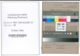 Entnazifizierung Max Erwien , geb. 09.01.1901 (Betriebsassistent)