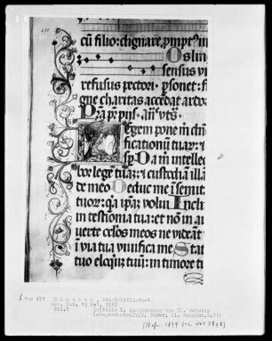 Psalterium — Initiale L (egem pone), darin die Ausgießung des heiligen Geistes
