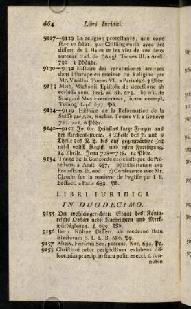 664-671, Libri Iuridici. In Duodecimo.